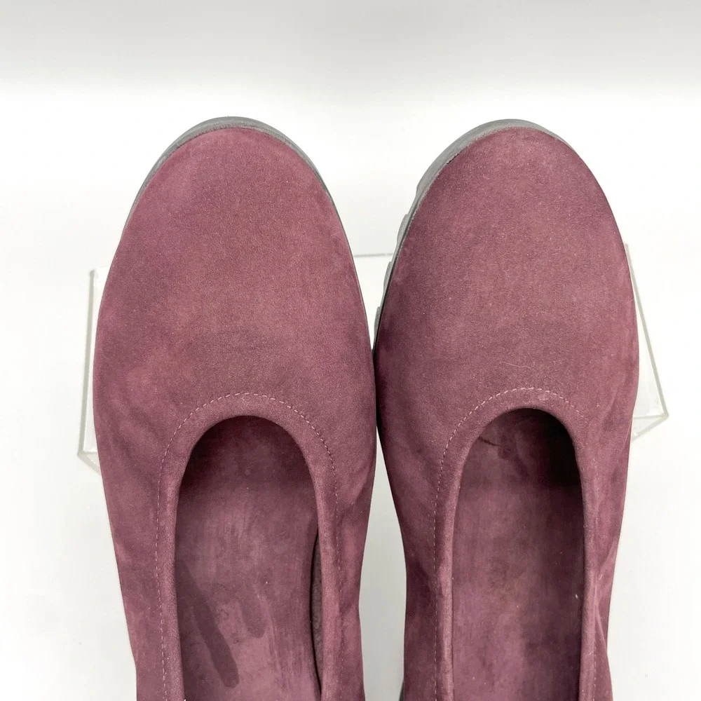 Arche Lomiss Burgundy Nubuck Wedge Ballet Flats Womens 40 Comfort Lagenlook Shoe